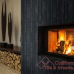 Travertine house: Fireplace